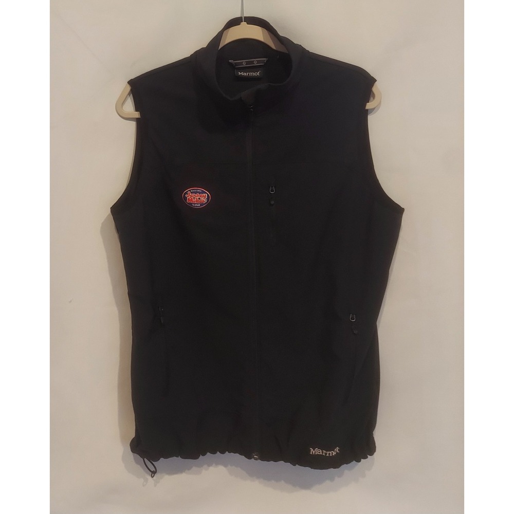 Marmot Mens Navy Blue Tempo Softshell Vest Jersey Mikes Embroidered Logo Size XL